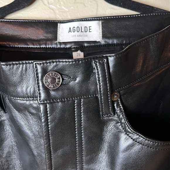 AGOLDE Black Recycled Leather Blend Black Pants- 28 - Picture 5 of 12